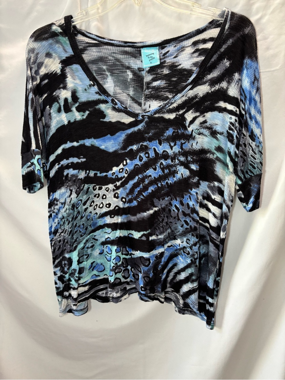 h.i.p. Abstract Abstract Blue Black Top, S